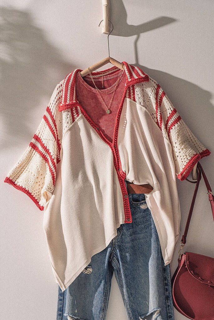 Red Striped Crochet Top