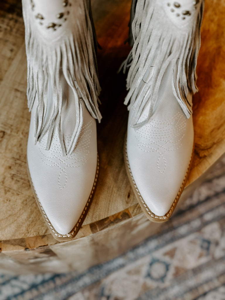 Grey Fringe Western Boots