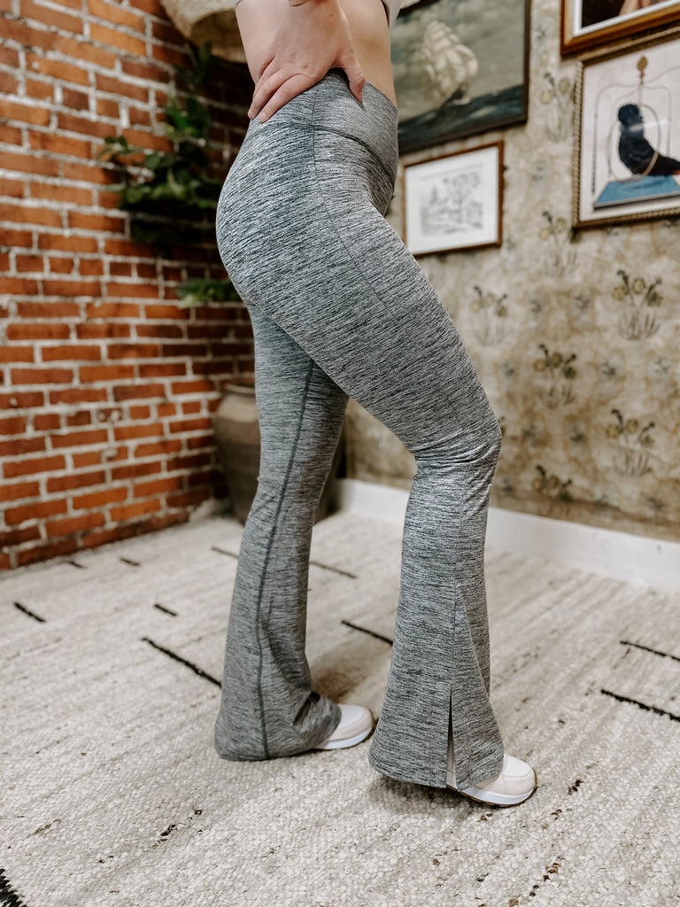 Melange Slit Flare Legging