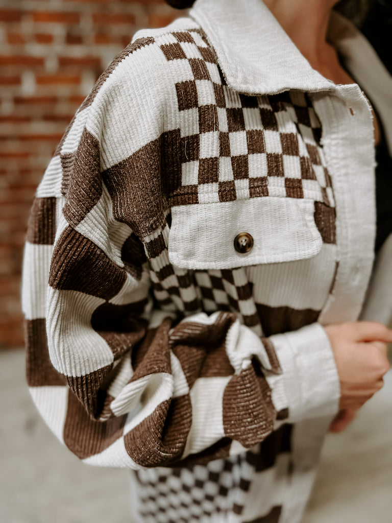 Mixed Checker Shacket