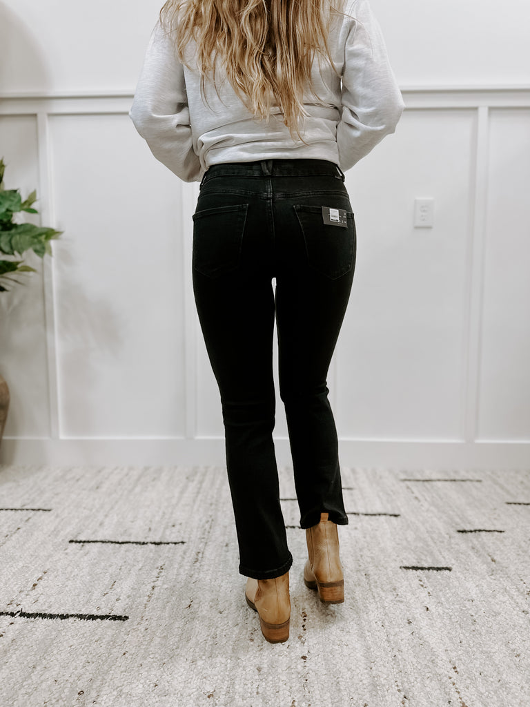 High Rise Black Straight Leg Jeans