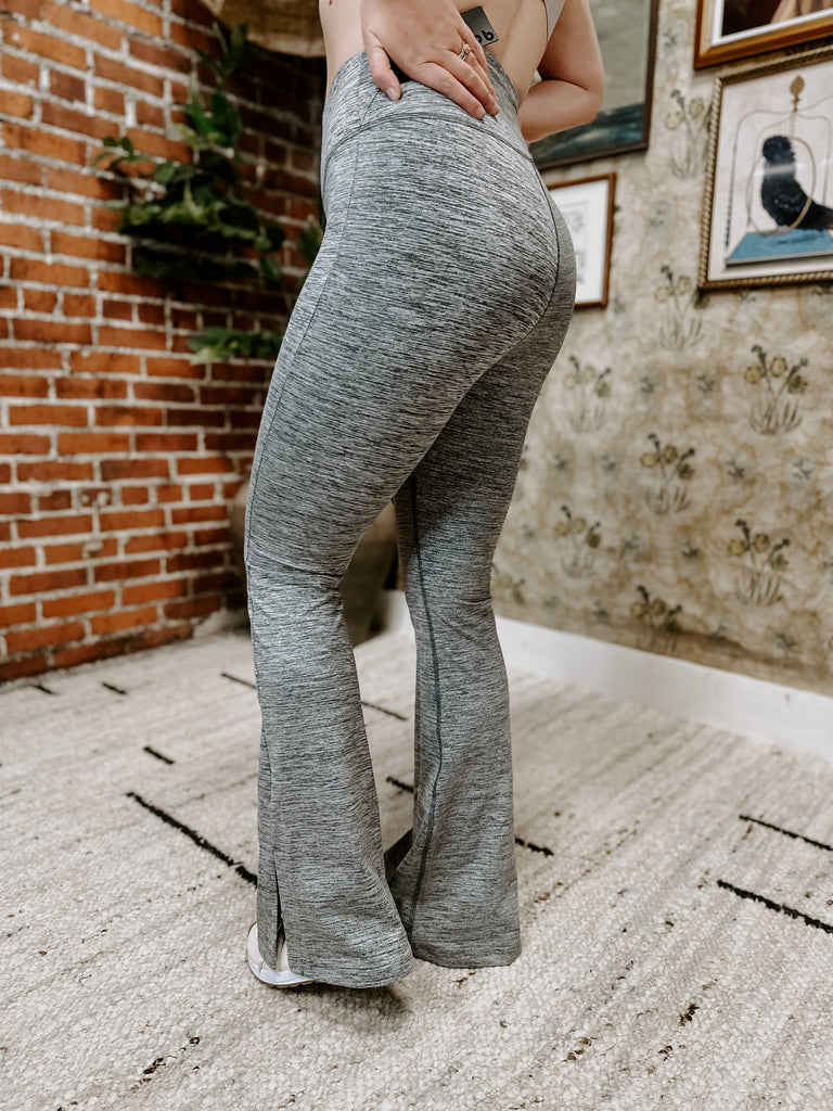 Melange Slit Flare Legging