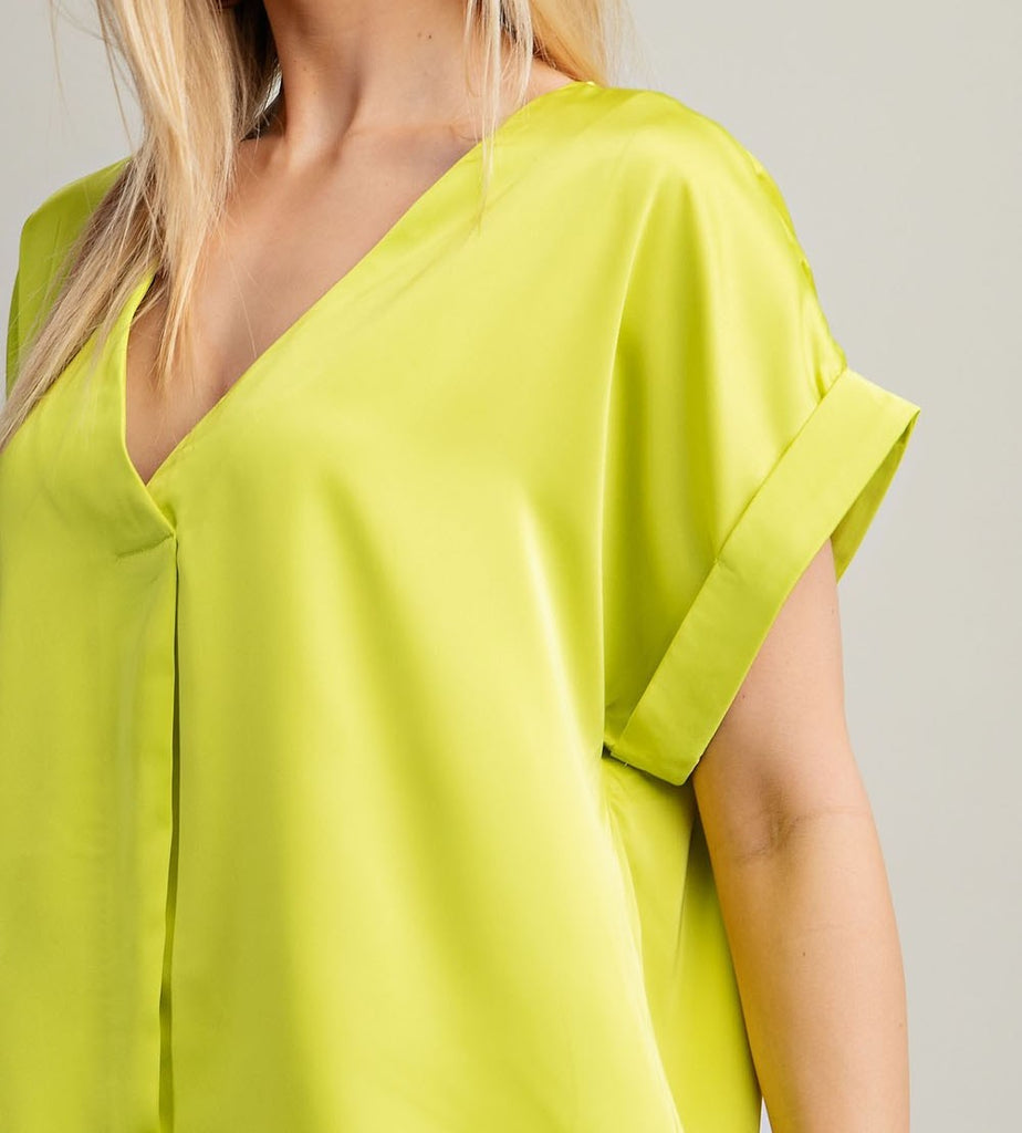 Lime V Neck Top