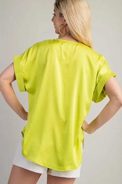 Lime V Neck Top