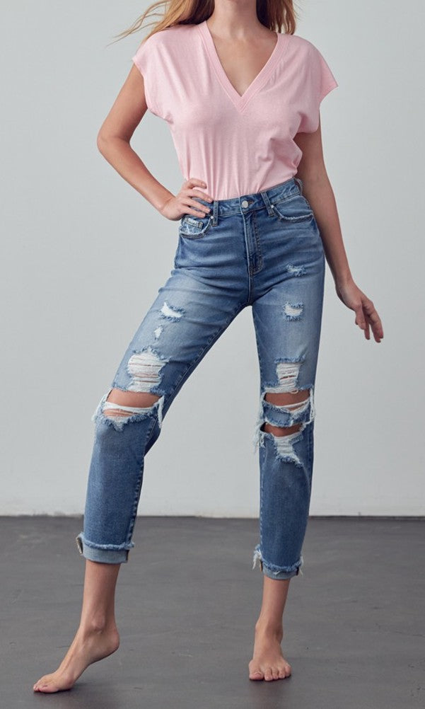 Mid Rise Boyfriend Jeans