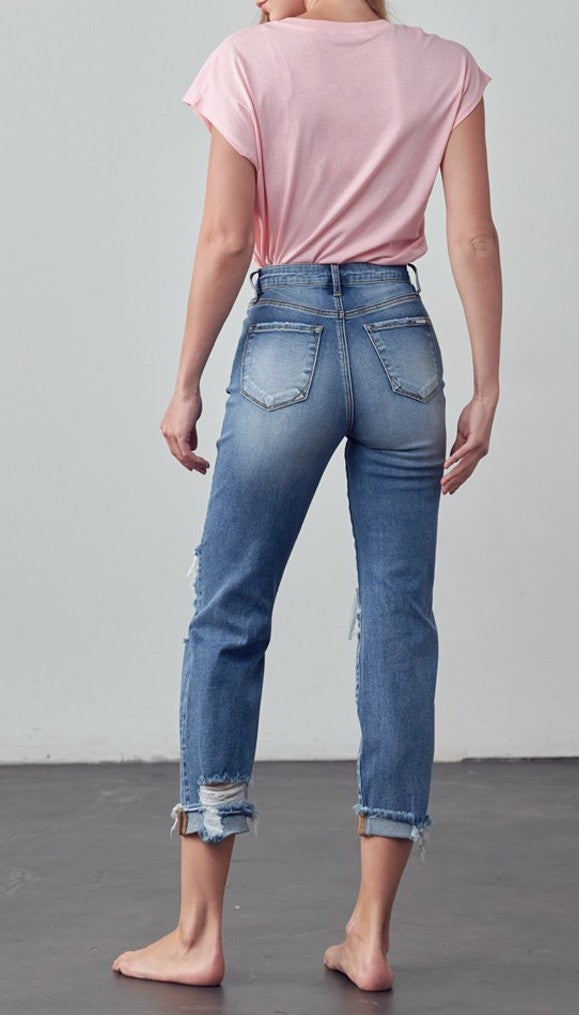 Mid Rise Boyfriend Jeans