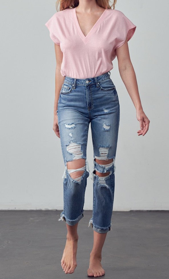 Mid Rise Boyfriend Jeans