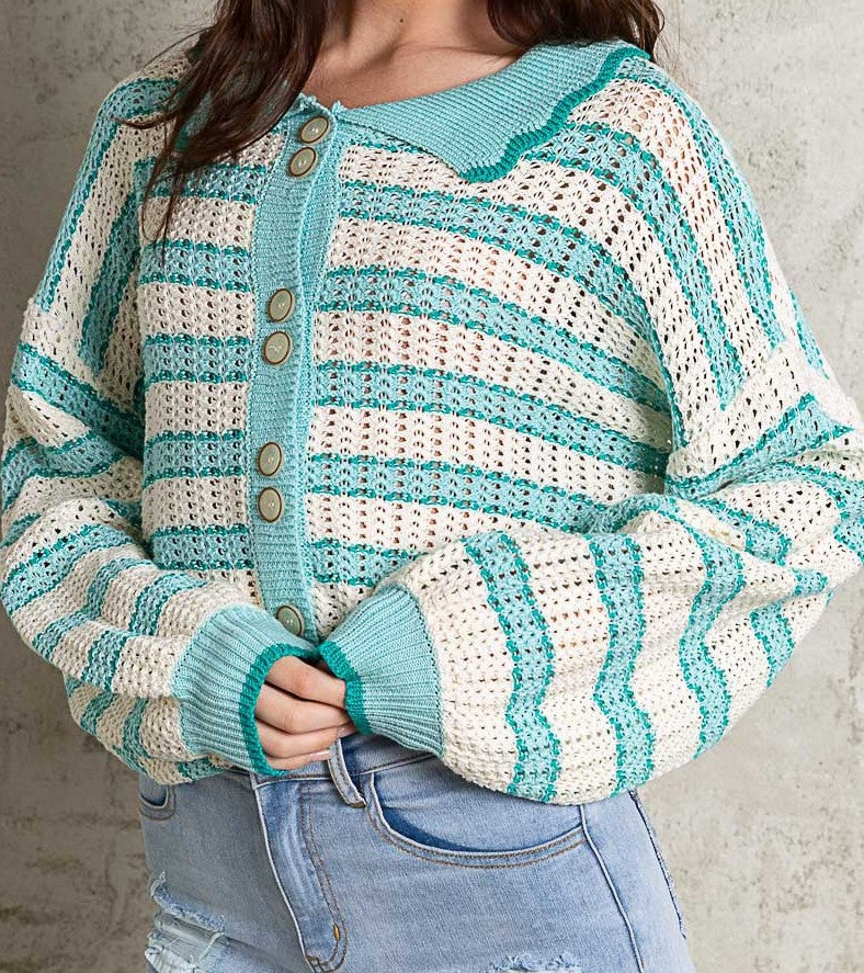 Teal Collard Sweater