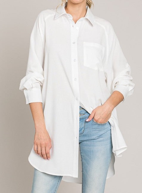 Linen Oversized Raglan Sleeve Shirt