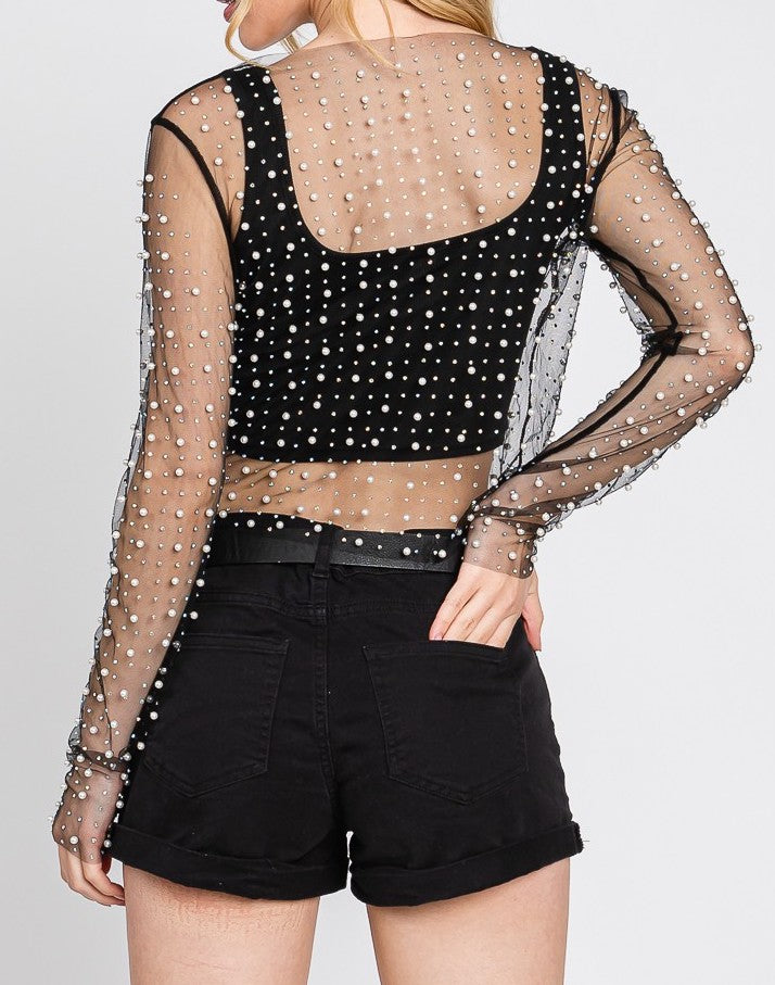 Pearled Mesh Top