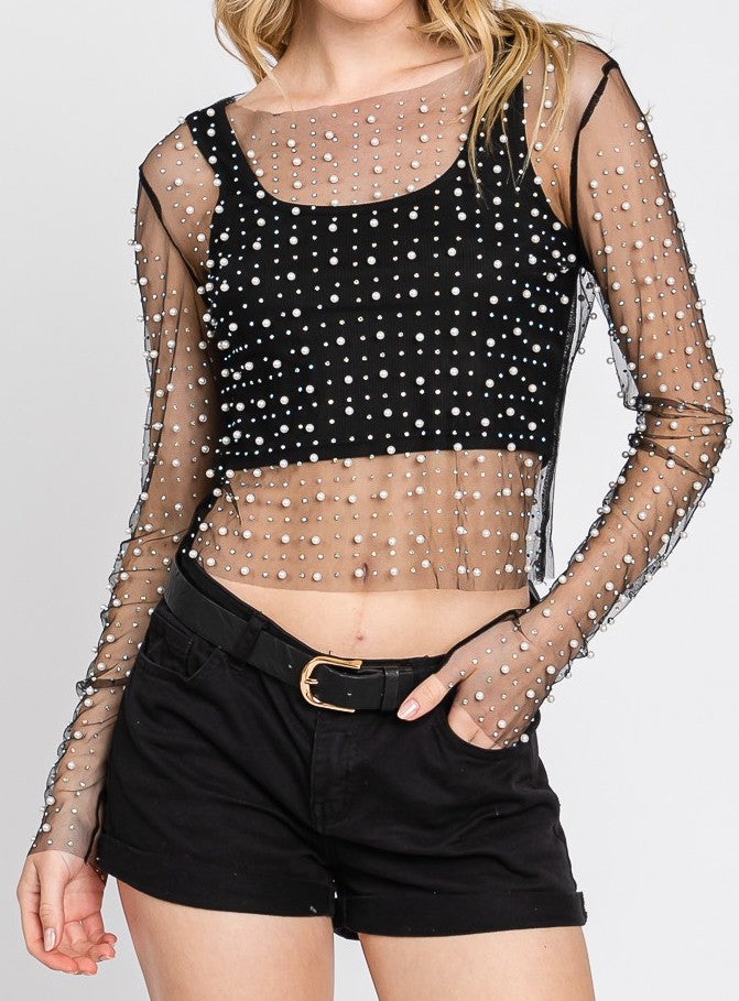 Pearled Mesh Top