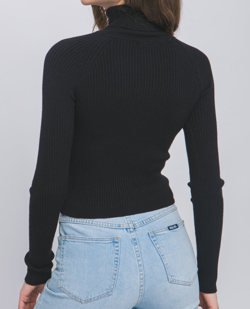 Turtleneck Ribbed Knit Top