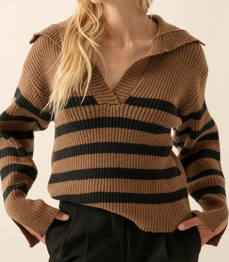 Collard Striped Sweater