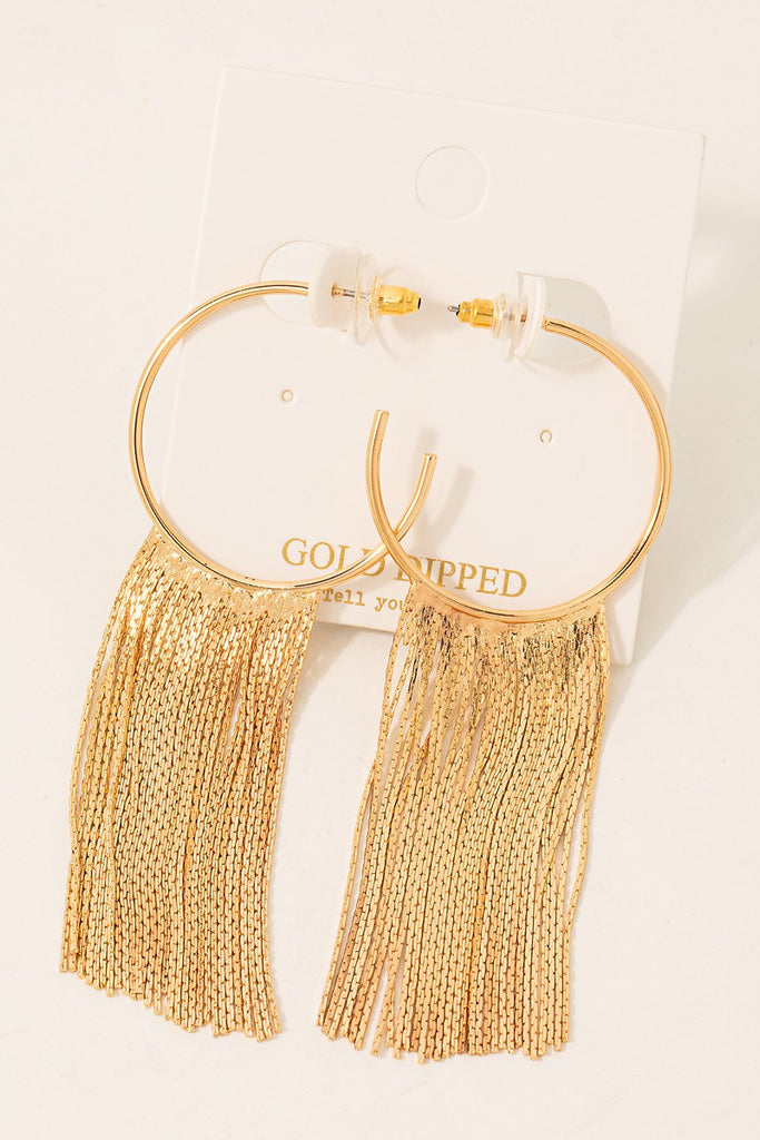 Chain Fringe Hoop Earrings