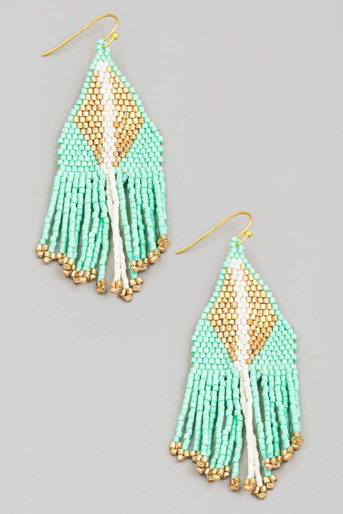 Seed Beaded Fringe Earrings