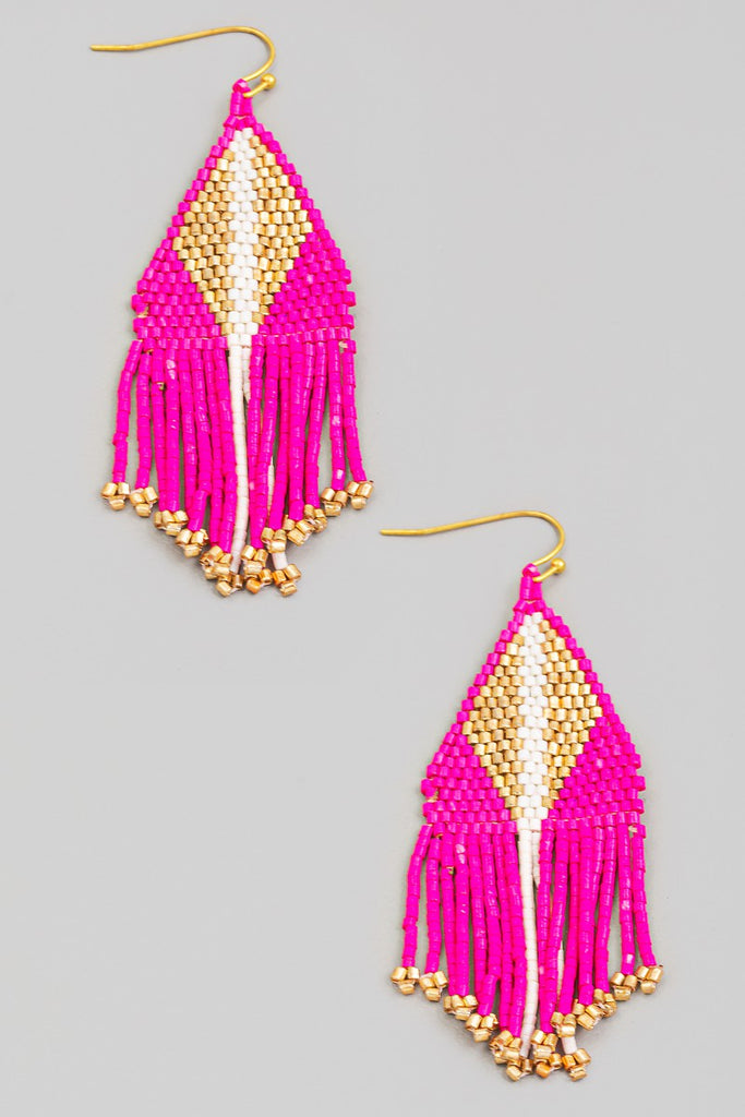 Seed Beaded Fringe Earrings