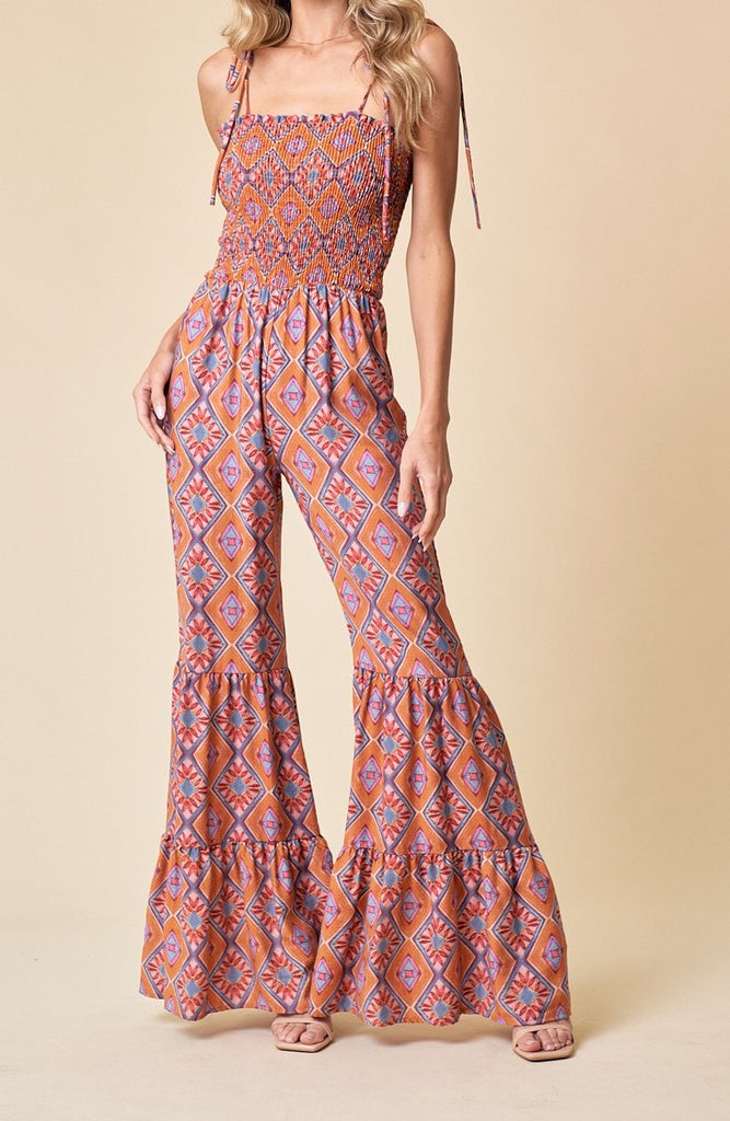 Boho smocked Jumpsuit