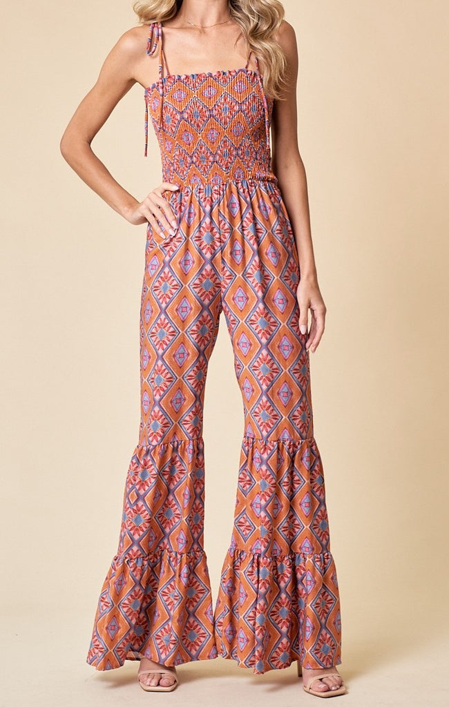 Boho smocked Jumpsuit