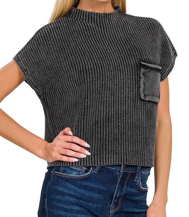 Mock Neck Cropped Sweater