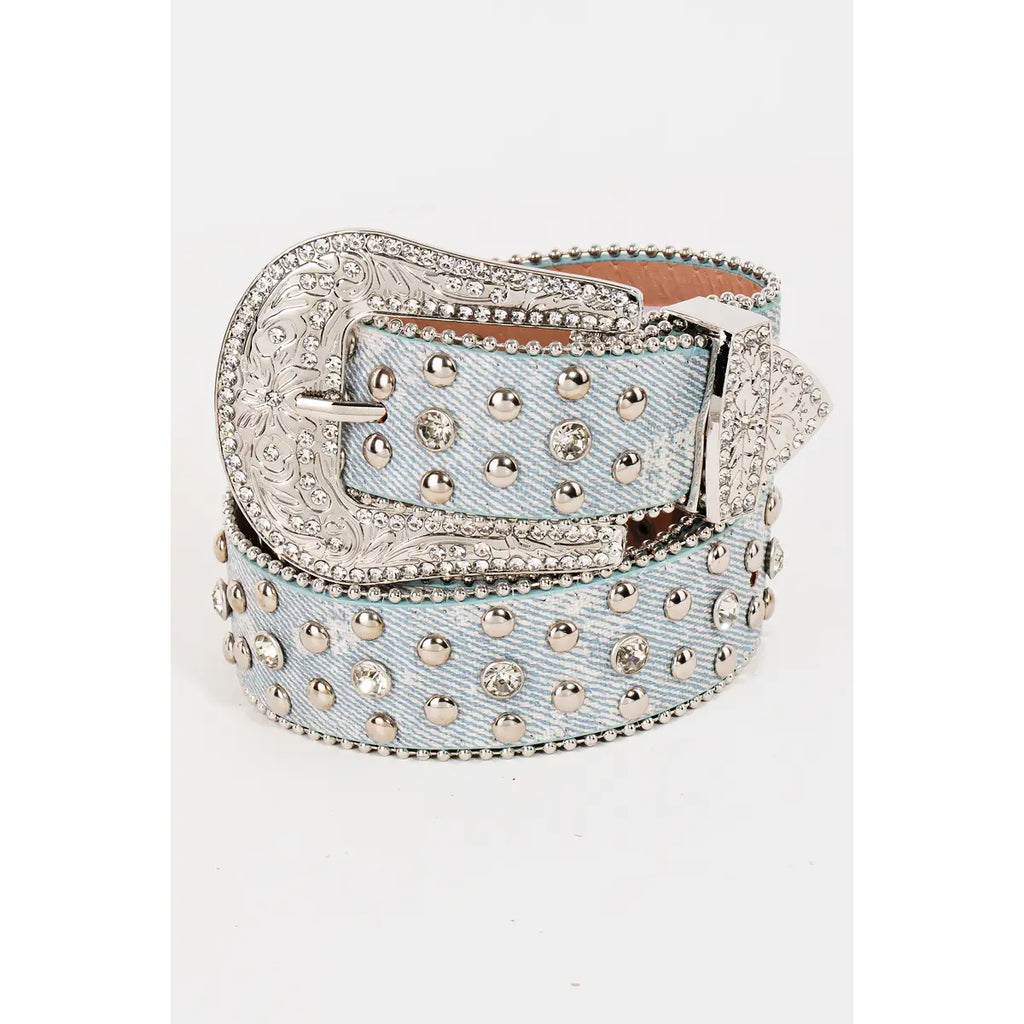 Rhinestone Denim Belt