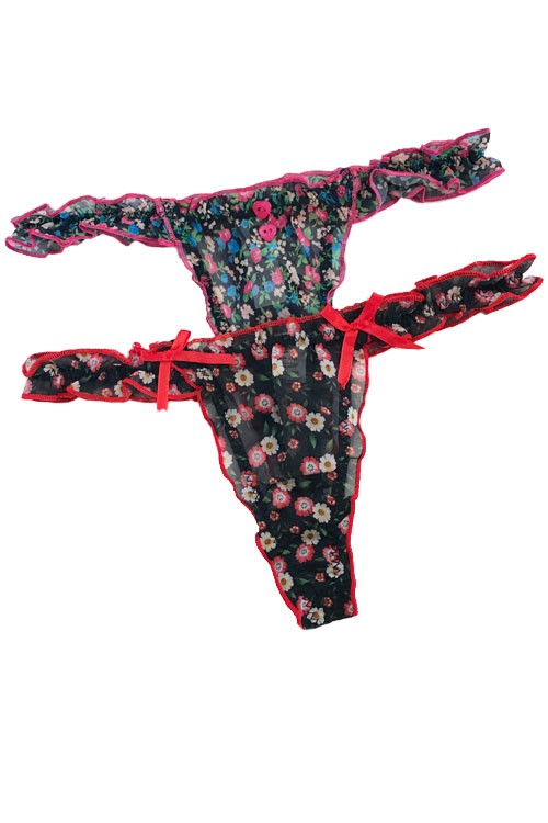 Red Florals Thong