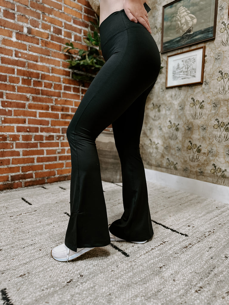 Melange Slit Flare Legging