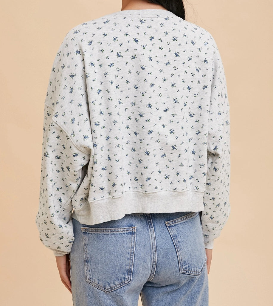 Cotton Floral Terry Pullover