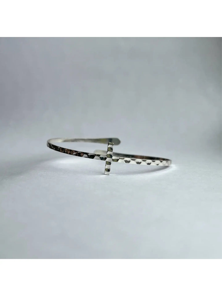 Hammered Cross Bracelet