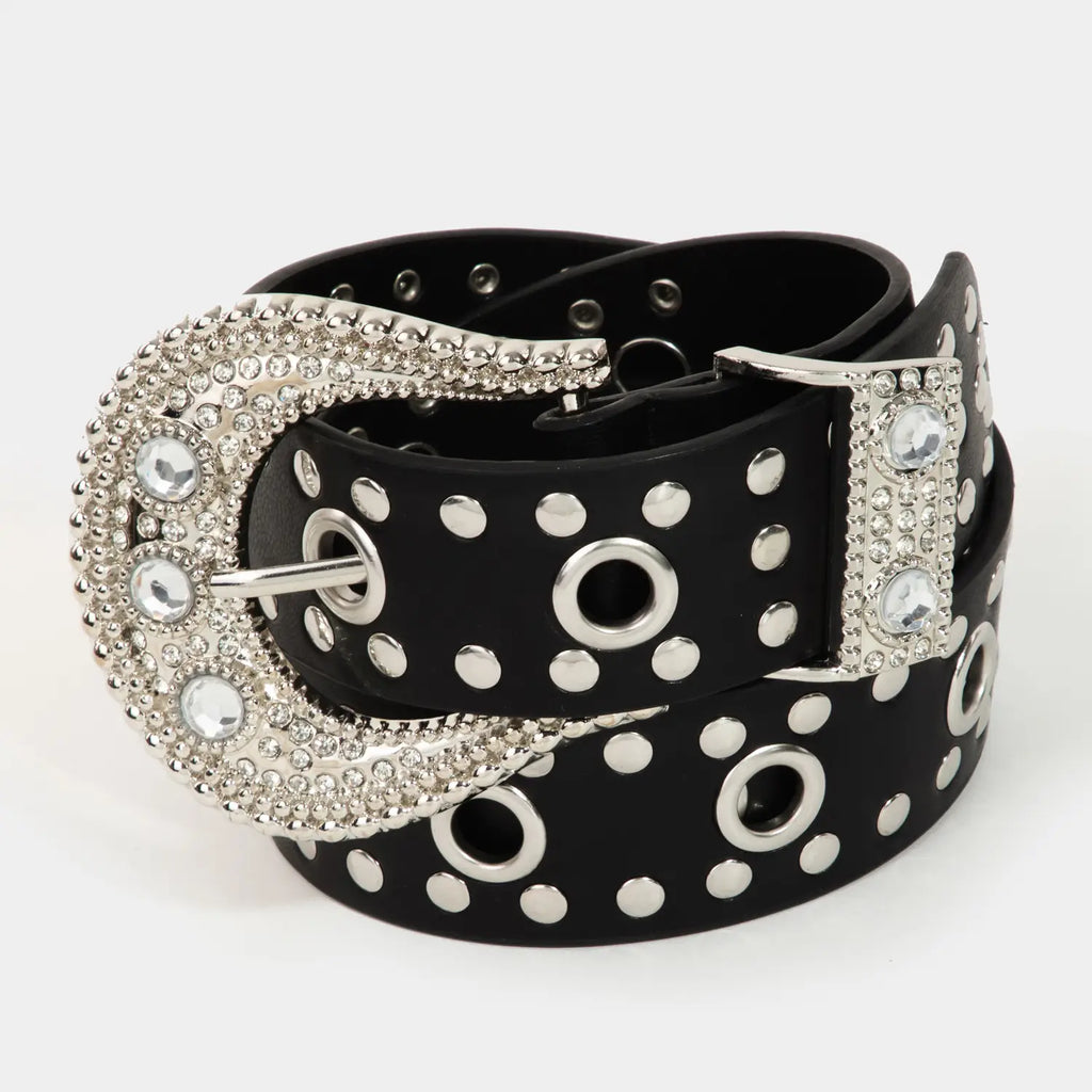 Rhinestone Grommet Belt