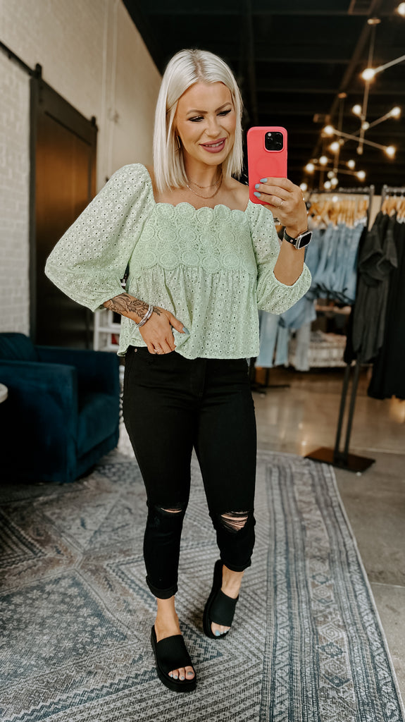 Lime Peplum Top