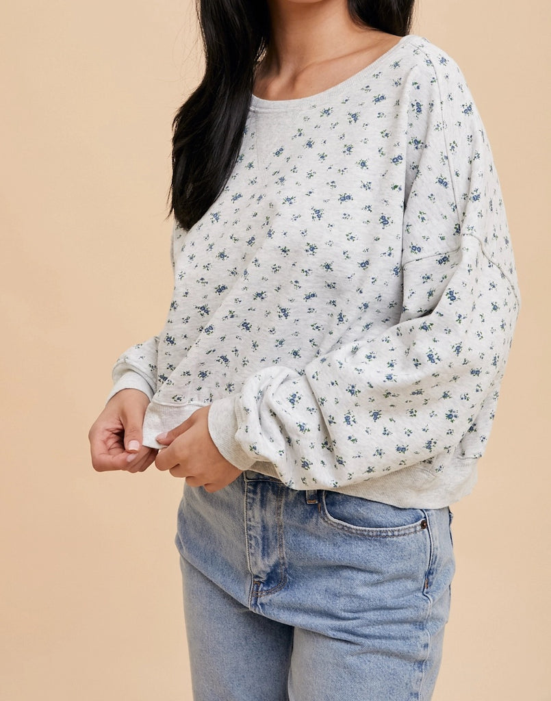 Cotton Floral Terry Pullover