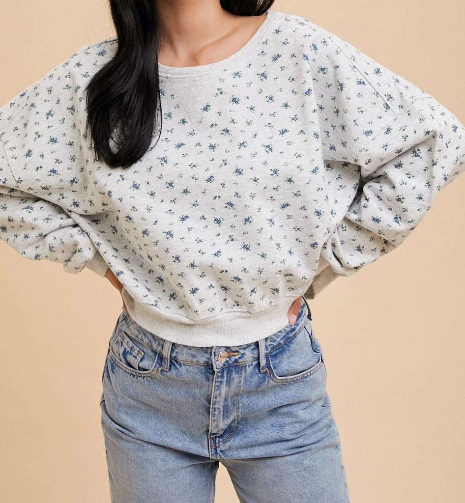 Cotton Floral Terry Pullover