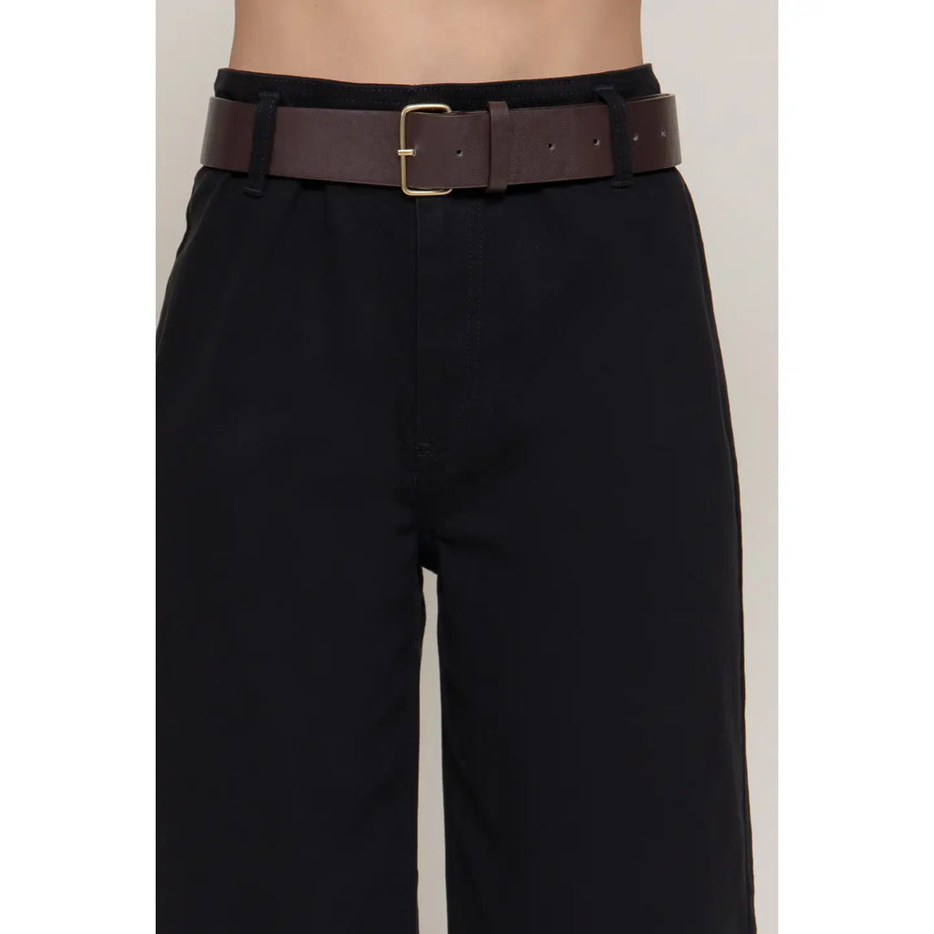 Belted Twill Stretch Pants