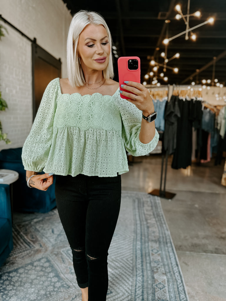 Lime Peplum Top