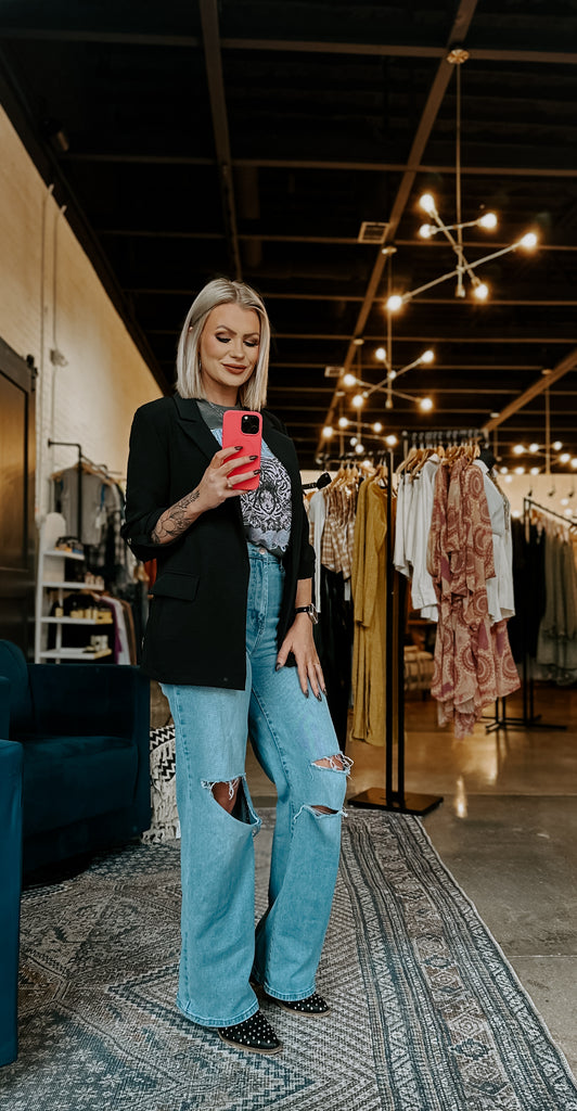 Padded Shoulder Blazer