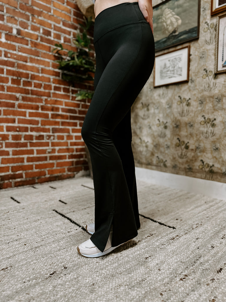 Melange Slit Flare Legging