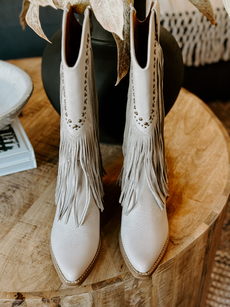 Grey Fringe Western Boots