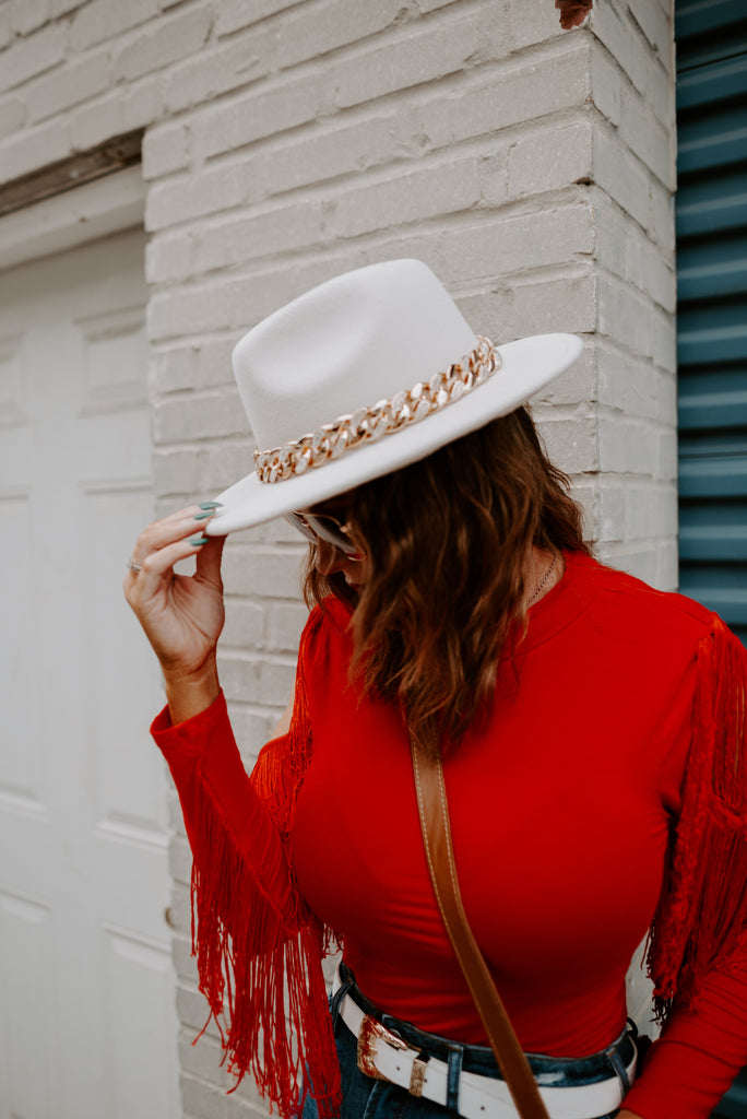 Cold Shoulder Fringe Bodysuit