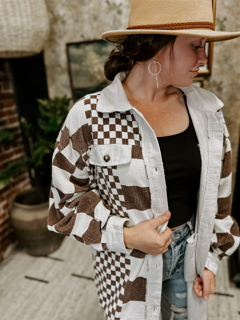 Mixed Checker Shacket