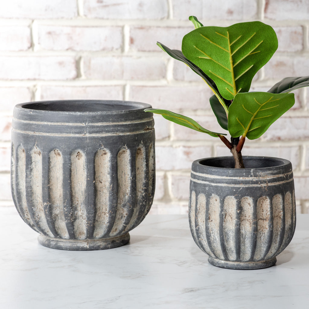 Charcoal Stripe Planters