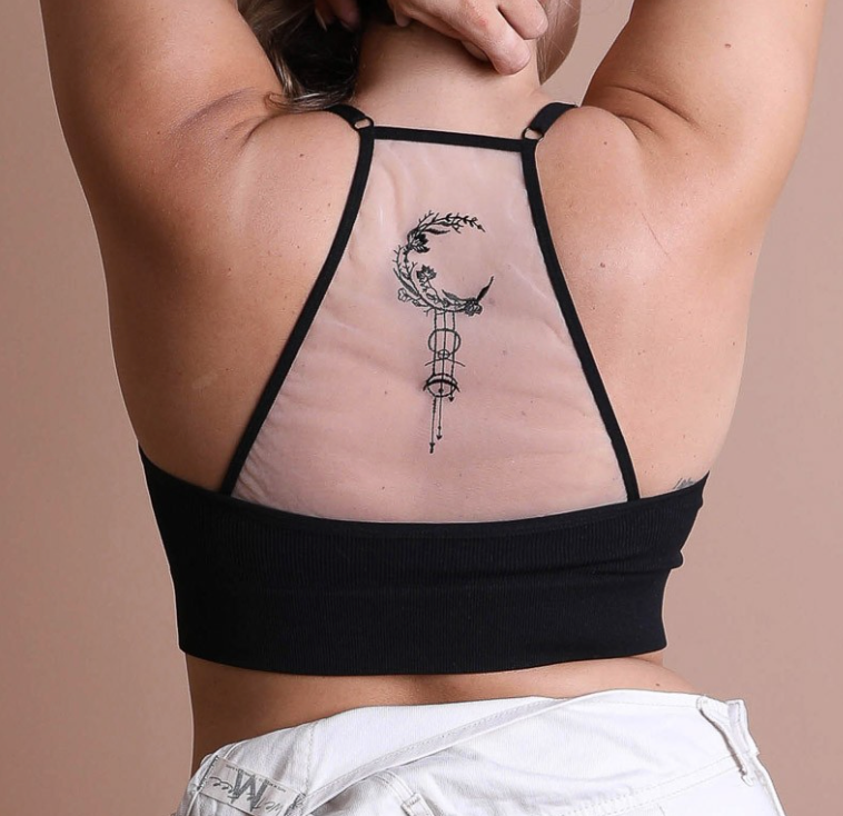 Crescent Tattoo Mesh Bralette PLUS