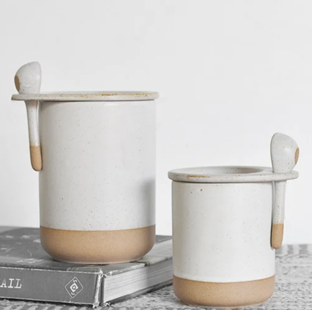 Ceramic Canister w/ Spoon
