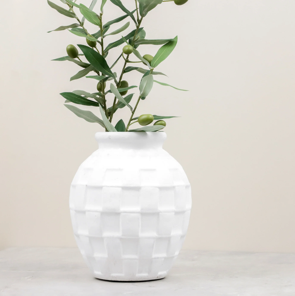 White Checker Vase