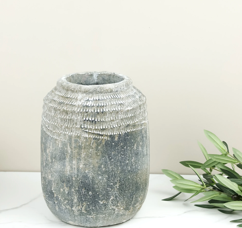 Large Charcoal Boho Vase