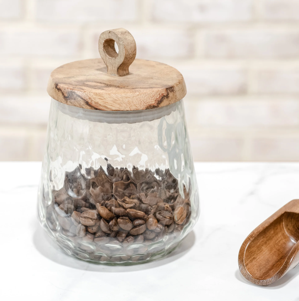 Glass Canister Wood/Lid