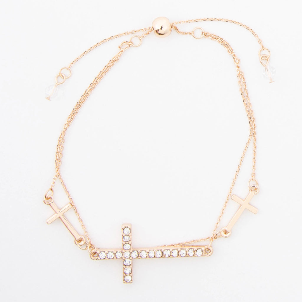 Double Row Bolo Cross Bracelet