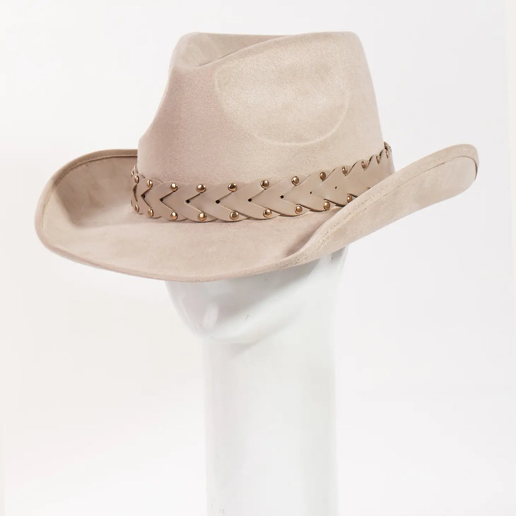 Braided Faux Leather Cowboy Hat