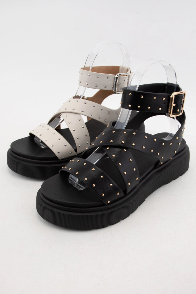 Stud Black Sandals