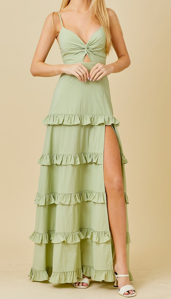 Ruffled Split Maxi Dress