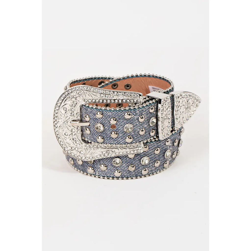 Rhinestone Denim Belt